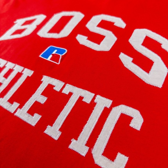 BOSS x Russell Athletic BOSS ATHLETIC Red Logo T-Shirt Mens XL - Picture 4 of 14